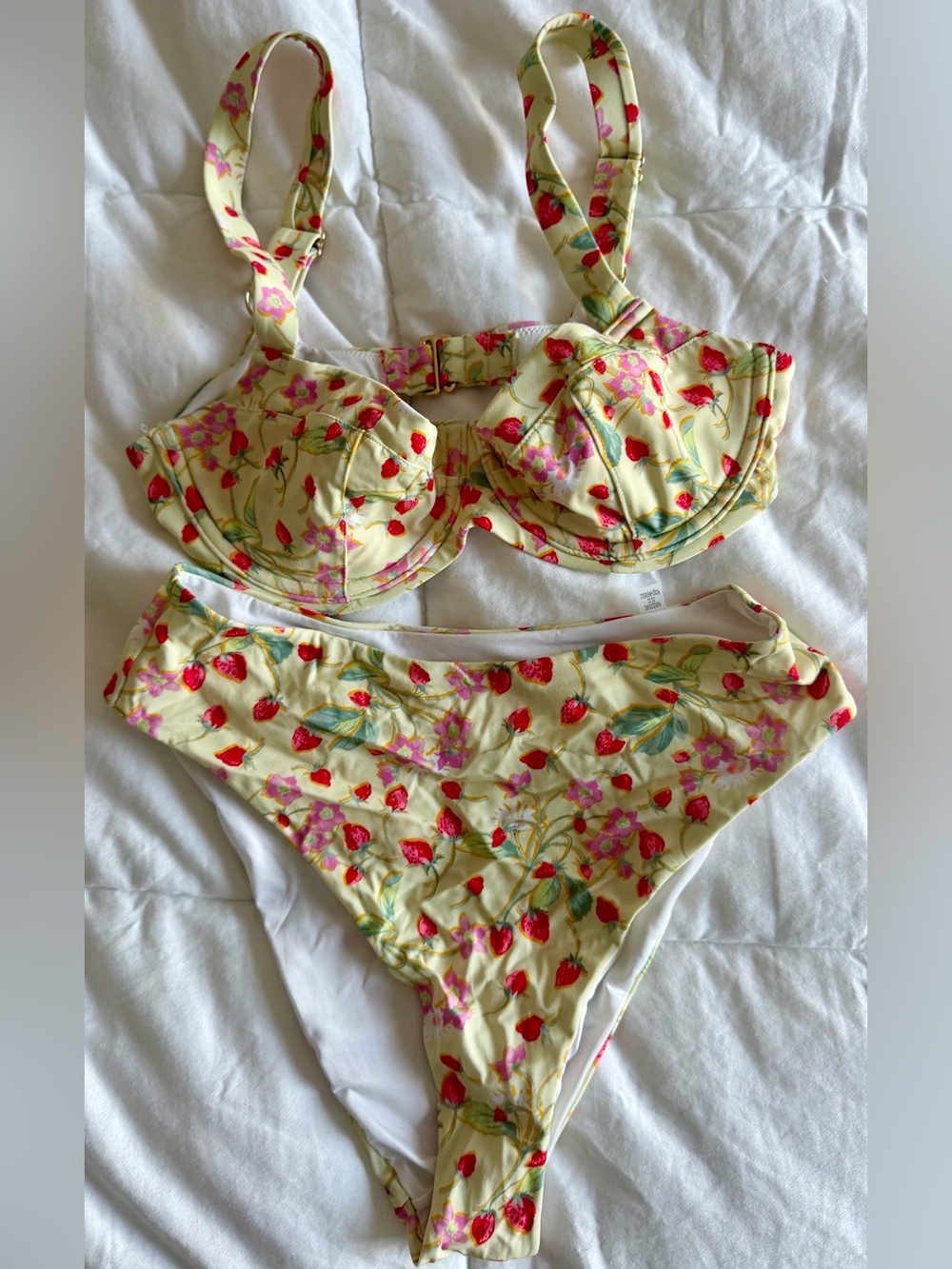 Victoria's Secret Yellow Floral & Strawberry Underwire Bikini Set
